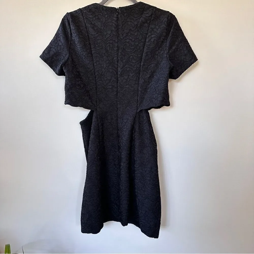 TOPSHOP‎ Black Lace Faux Two Piece Dress With Side Openings 8